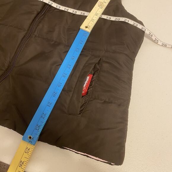 Merona Women XXL Reversible Puffer Vest Brown Pink Pockets FullZip Lightweight - Picture 2 of 9